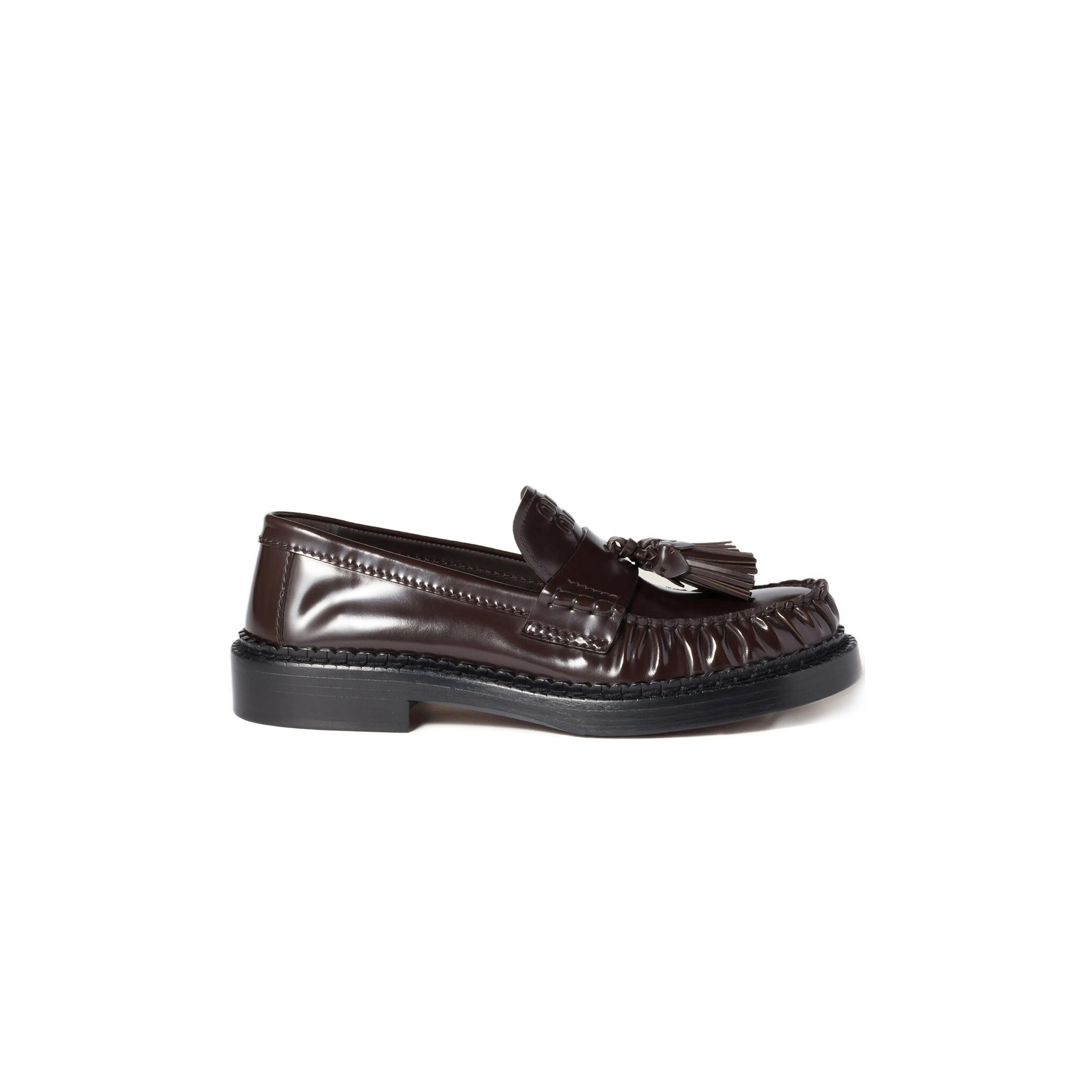 MIU MIU TASSEL LOAFERS IN POLISHED LEATHER 5D497E